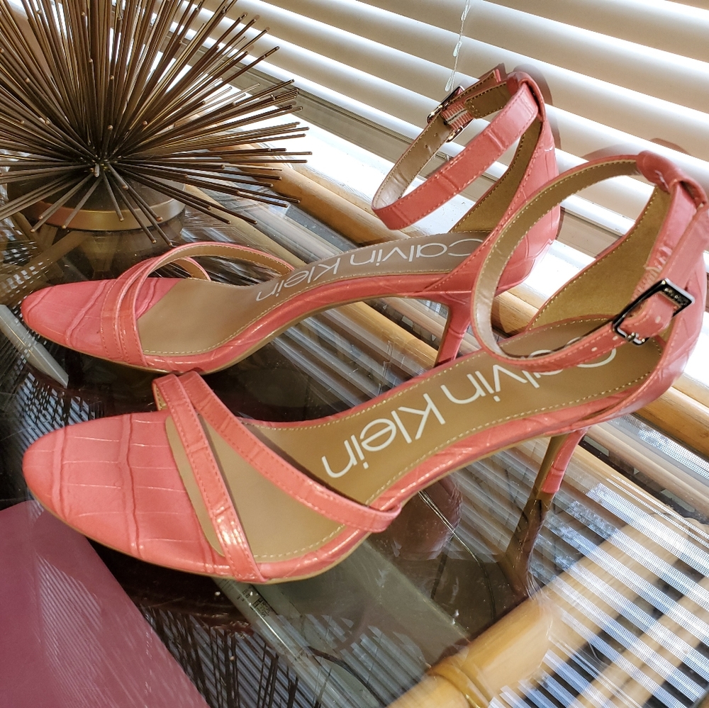 Calvin Klein Lali Coral Sandal heel size 8